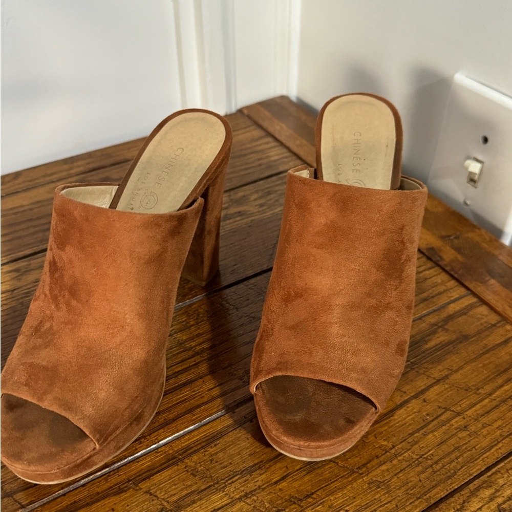 Chinese Laundry Brown Suede Mules